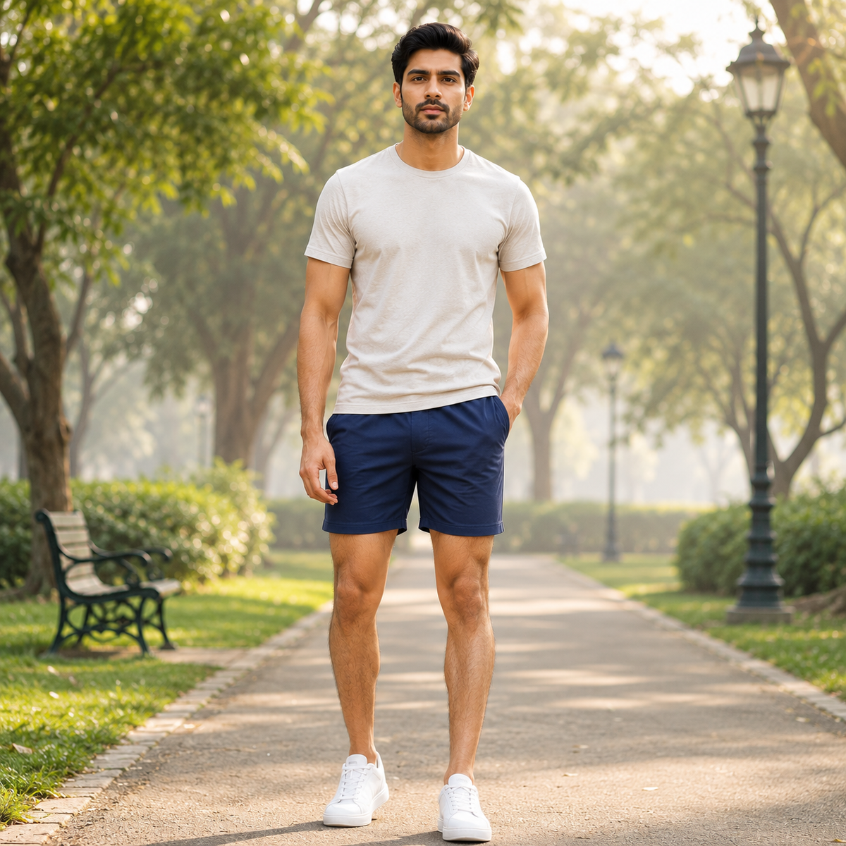 SOLID BLUE PLAIN COTTON MEN BOXER