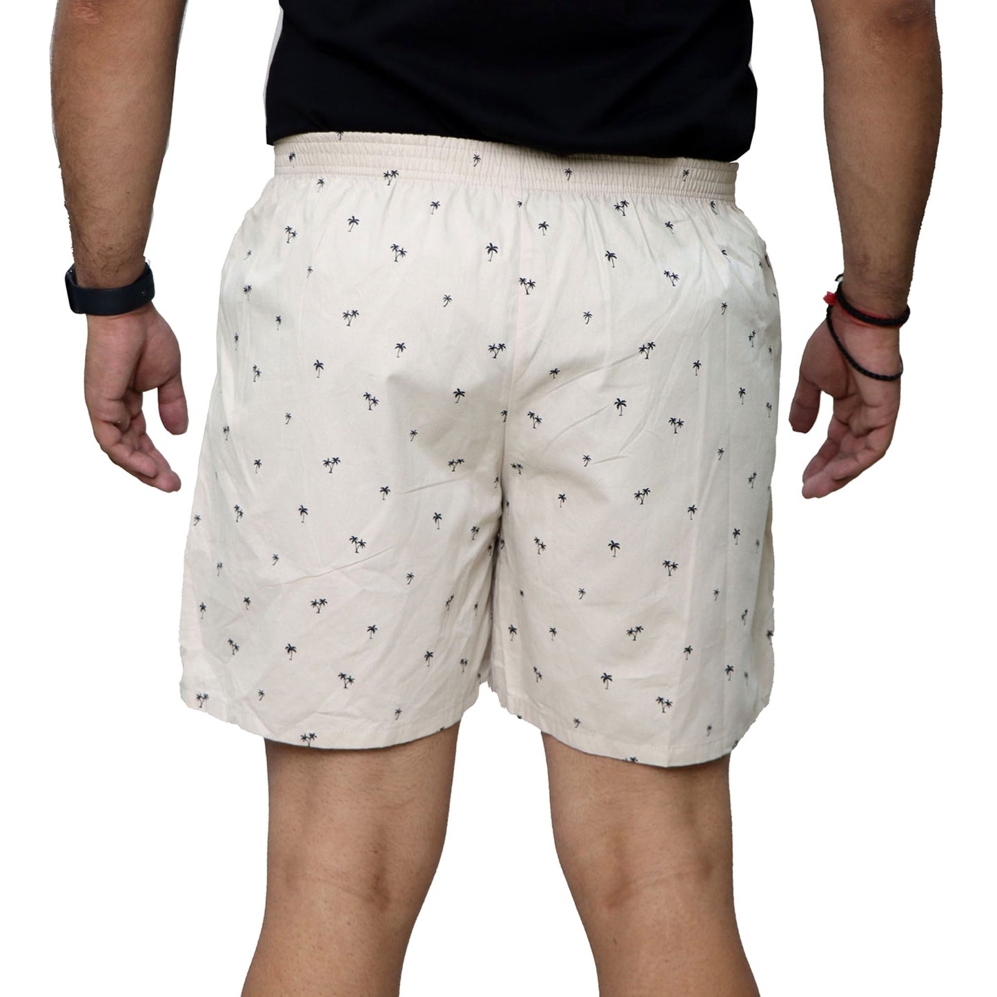 Cream Tree Printed Cotton Boxer For Men