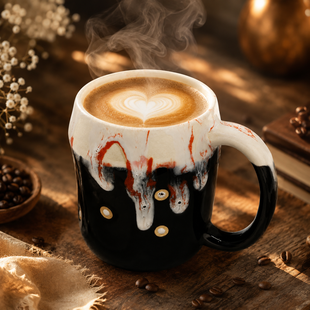 Bhokals Big Dots Print Black Coffee Mug