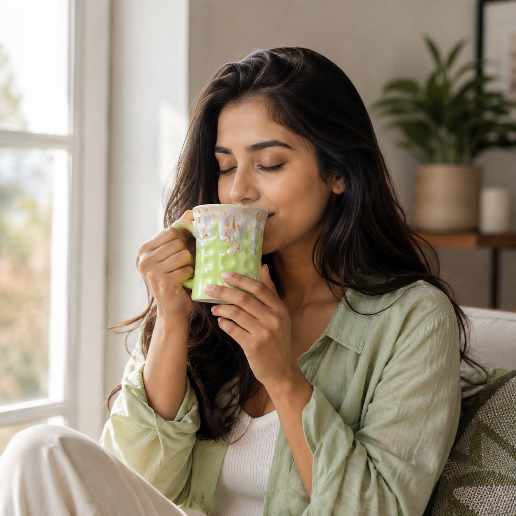 Bhokals Big Dots Green Round Coffee Mug