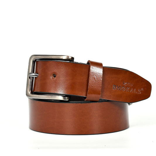 Bhokals Men Solid Tan Casual Leather Belt