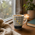 Bhokals Black Strip Texture Printed White Coffee Mug