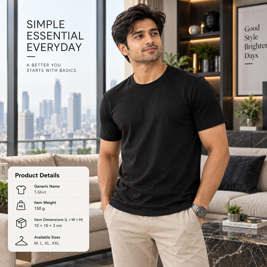 Bhokals Round Neck - Black & White Regular T-Shirts - Pack of 2
