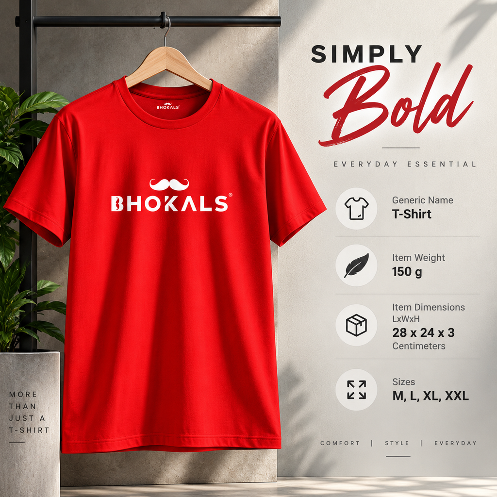 Bhokals Printed Round Neck Cotton Men T-Shirt