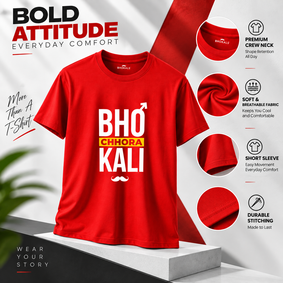 Bhokali Chora Printed Round Neck Cotton Men T-Shirt