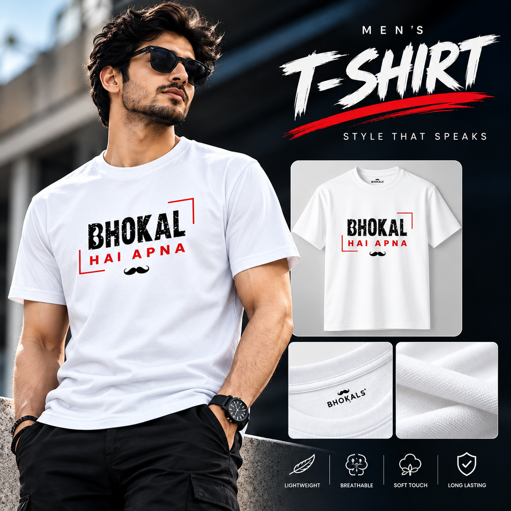 Bhokal Hai Apna Printed Round Neck Cotton Men T-Shirt