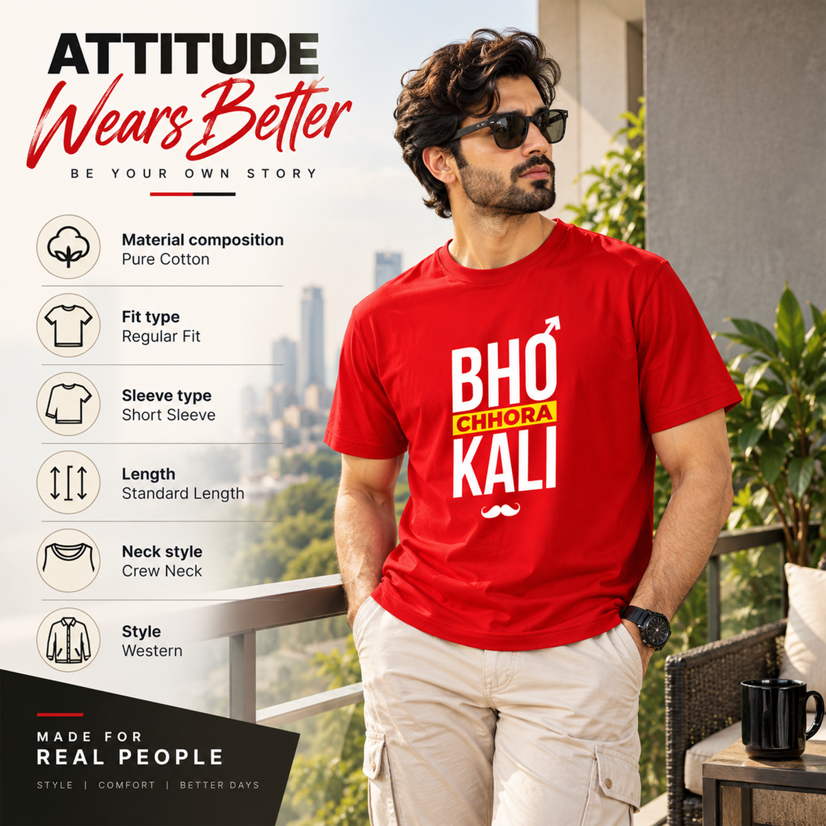 Bhokali Chora Printed Round Neck Cotton Men T-Shirt