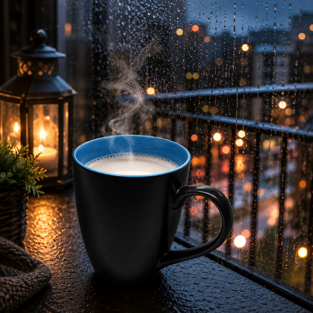 Bhokals Dual Print Sky Blue Solid Black Coffee Mug