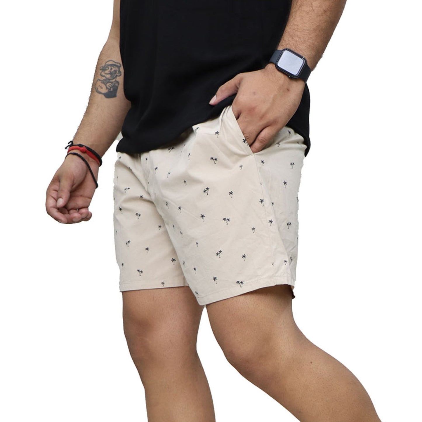 Cream Tree Printed Cotton Boxer For Men