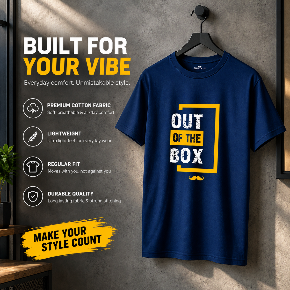 Out of The box Printed Round Neck  Cotton Men T-Shirt