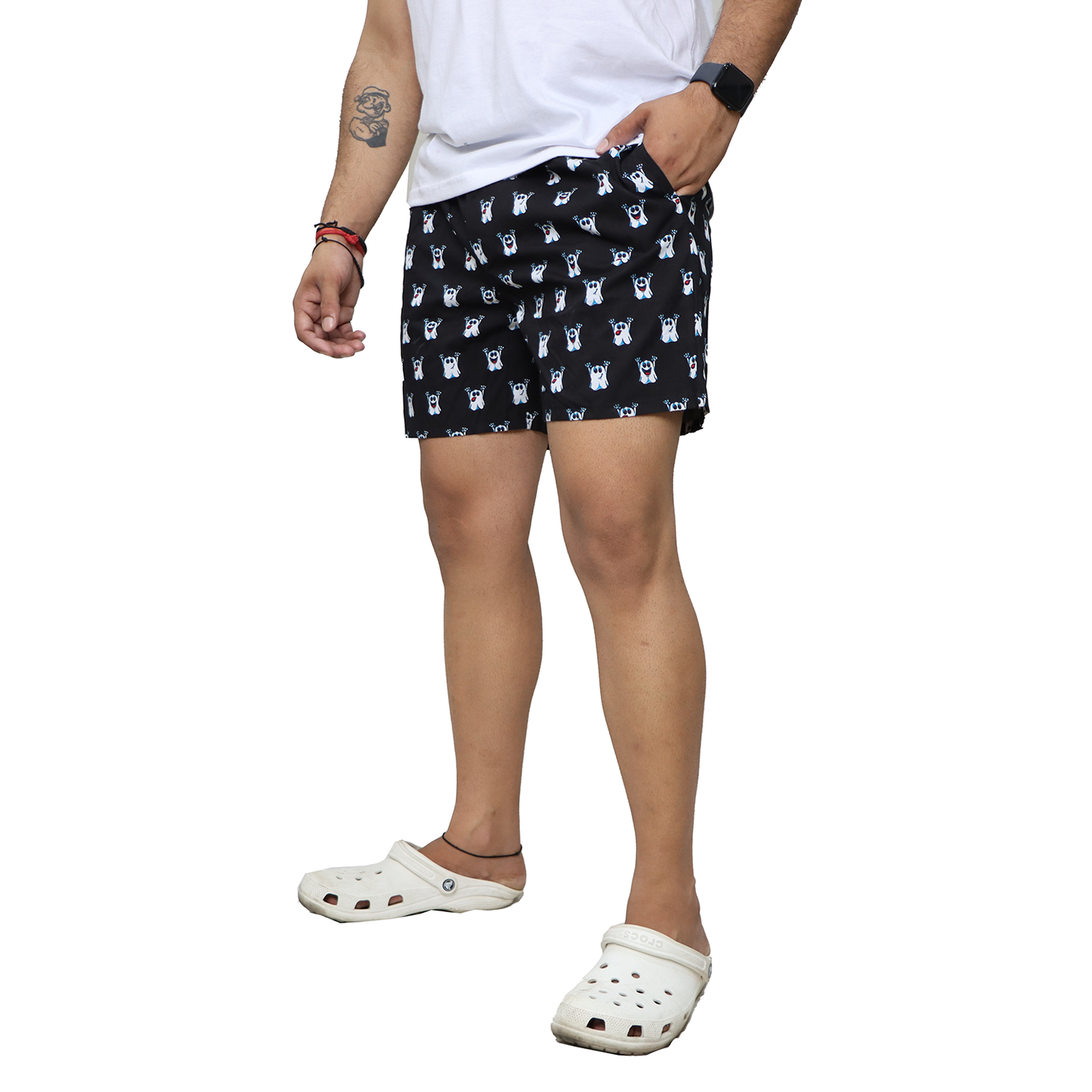 Black Ghost Cartoon Printed Cotton Boxer For Men