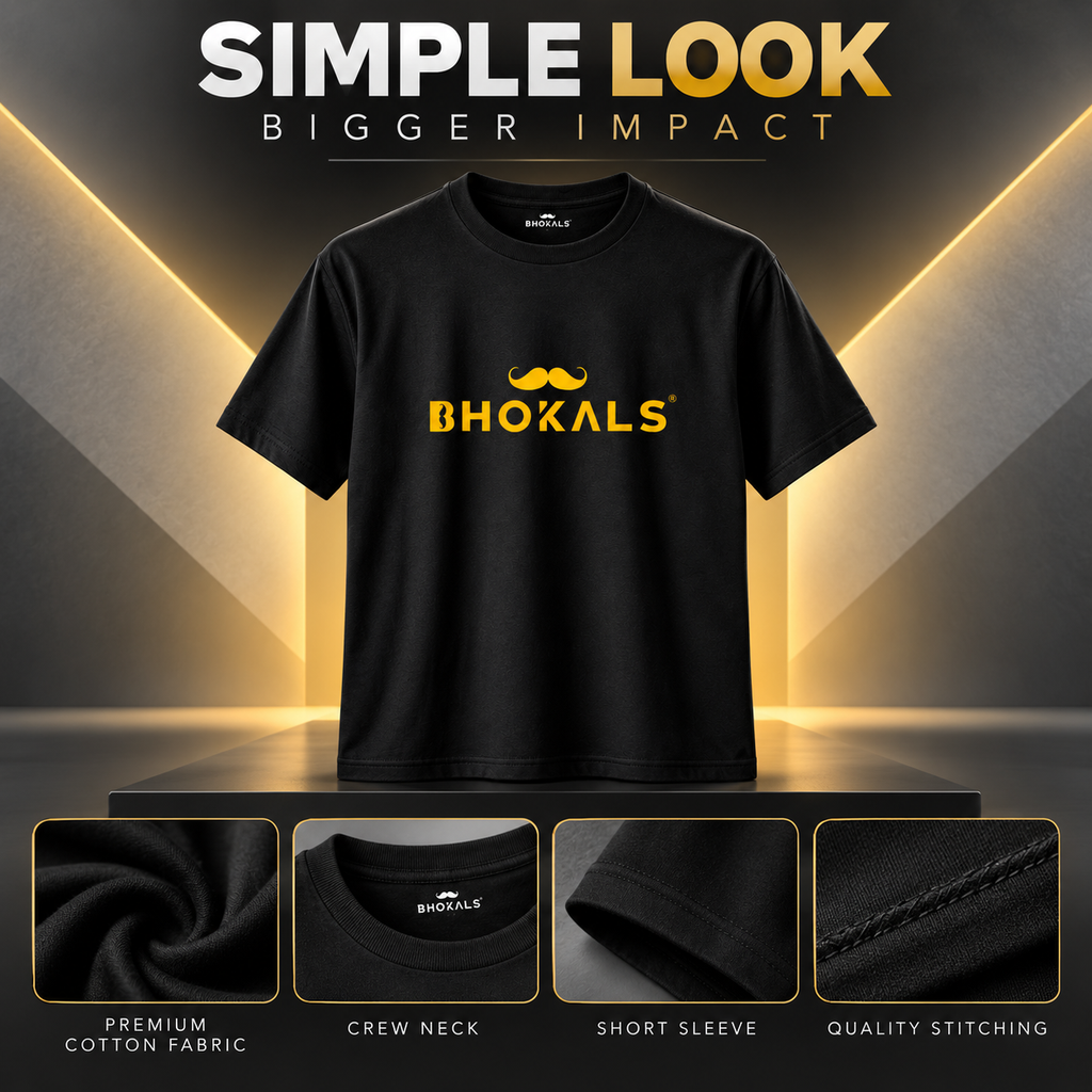 Bhokals Printed Round Neck Cotton Men T-Shirt