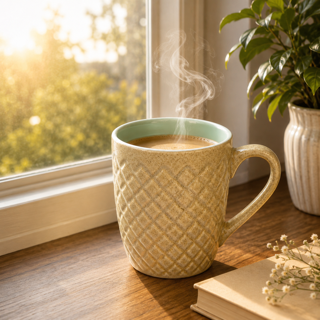 Bhokals Bone China Sky Blue Cream Coffee Mug