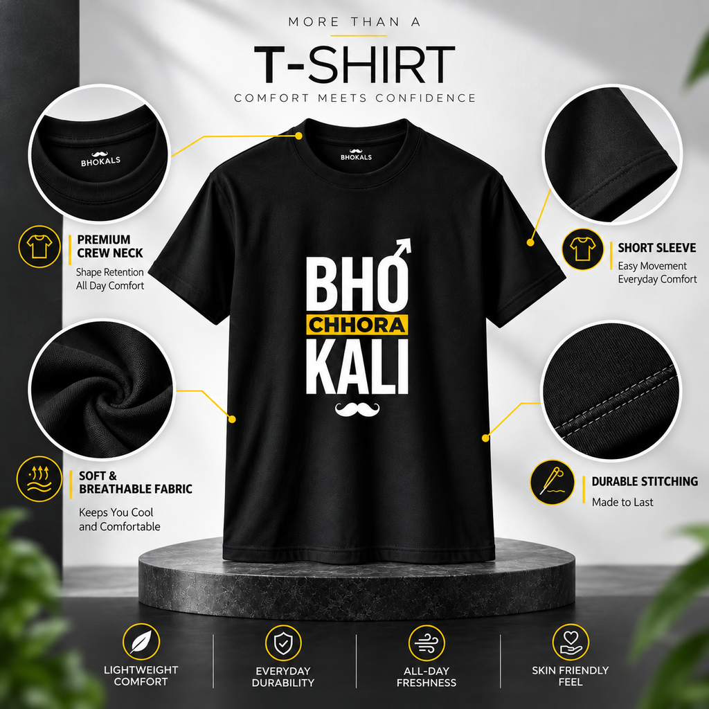 Bhokali Chora Printed Round Neck Cotton Men T-Shirt