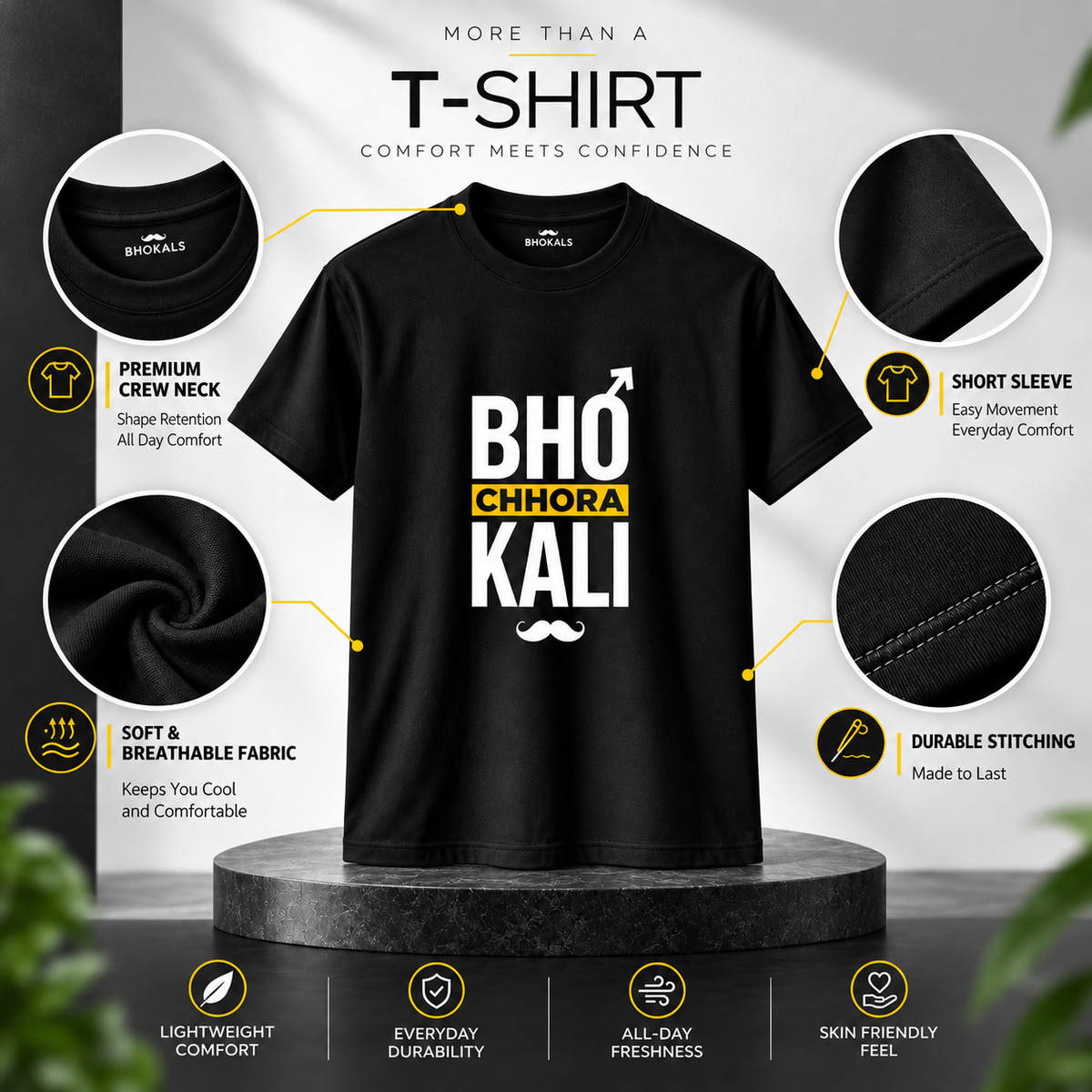 Bhokali Chora Printed Round Neck Cotton Men T-Shirt