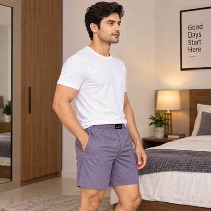 SOLID GREY PLAIN COTTON MEN BOXER