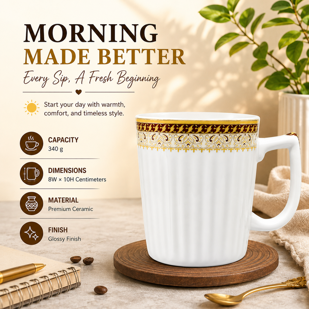 Bhokals Border Texture White Coffee Mug