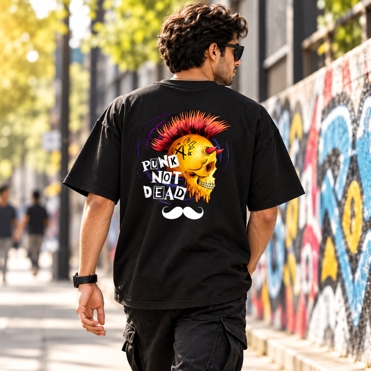 Bhokals Premium Oversized Front & Back Printed T-Shirt for Men - Punk