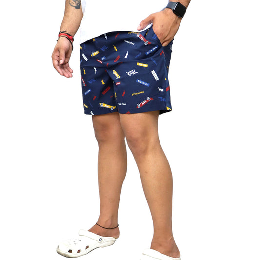 Navy Tour Printed Cotton Boxer For Men