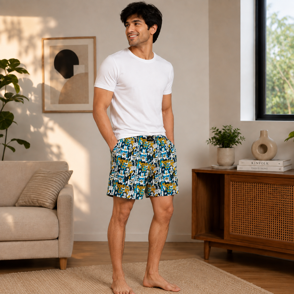 Dogs Printed Cotton Boxer For Men