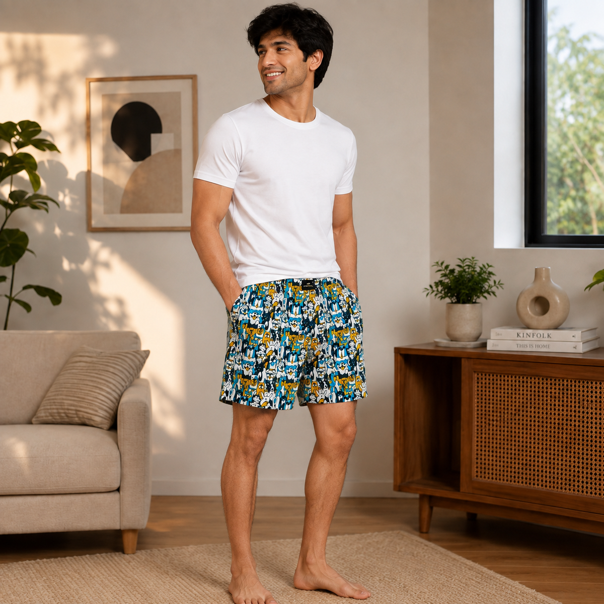 Dogs Printed Cotton Boxer For Men