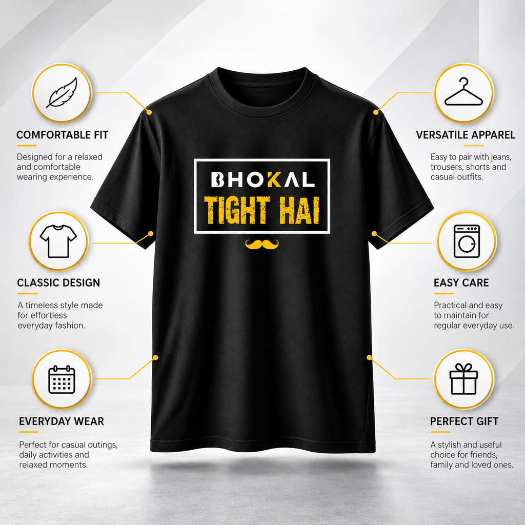 Bhokal Tight Hai Printed Round Neck Cotton Men T-Shirt