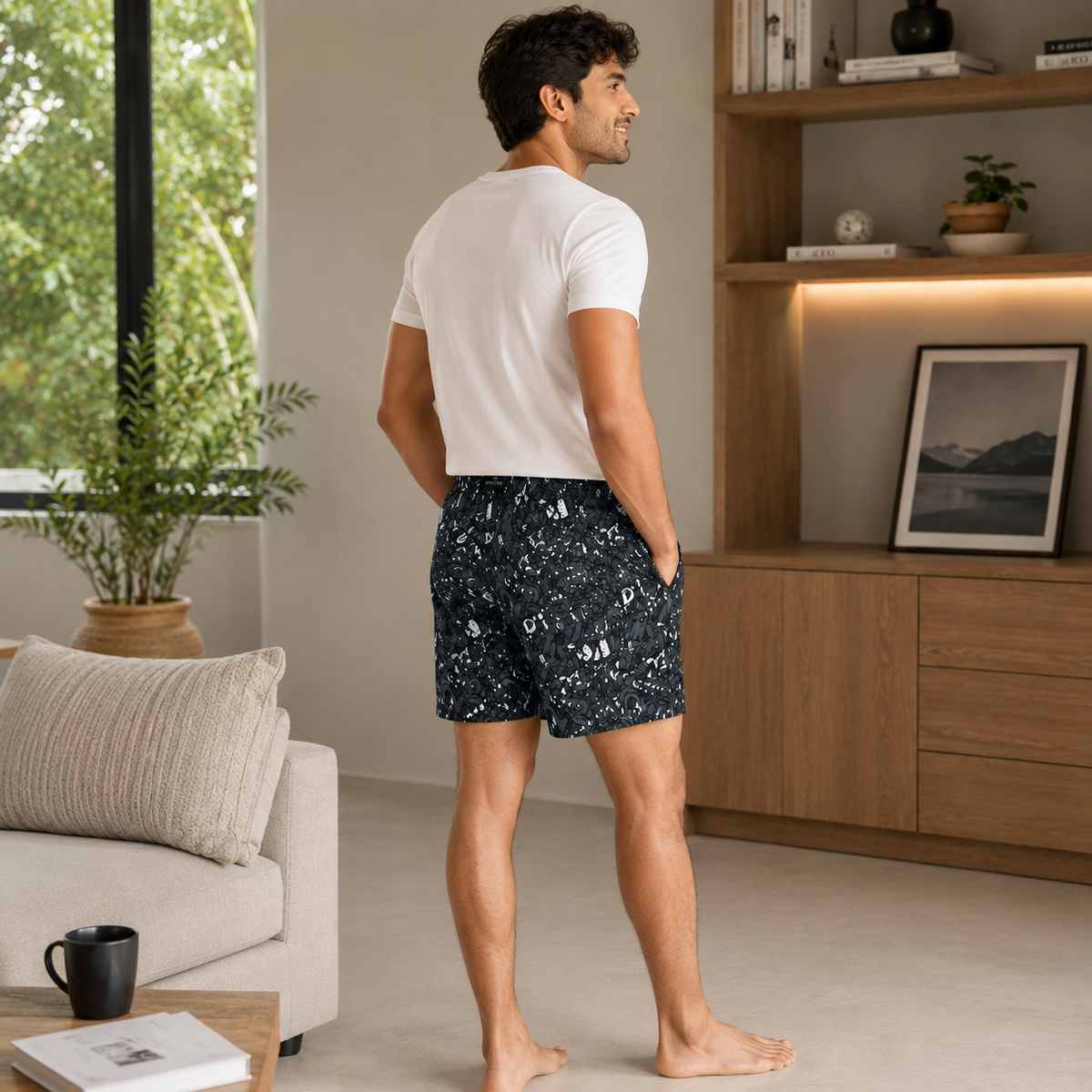 Grey Ghost Printed Cotton Boxer For Men