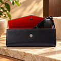 Leather solid black sunglass cover