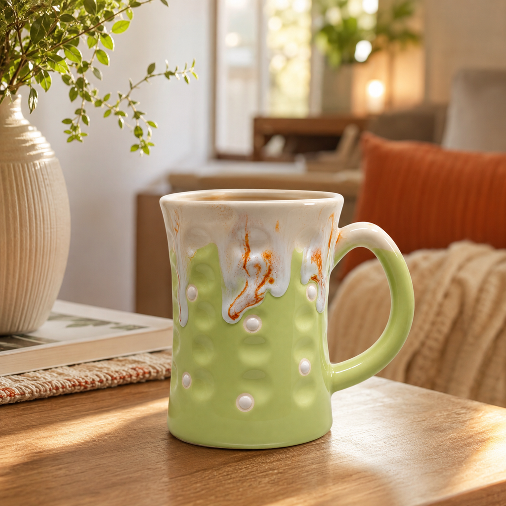 Bhokals Big Dots Green Round Coffee Mug