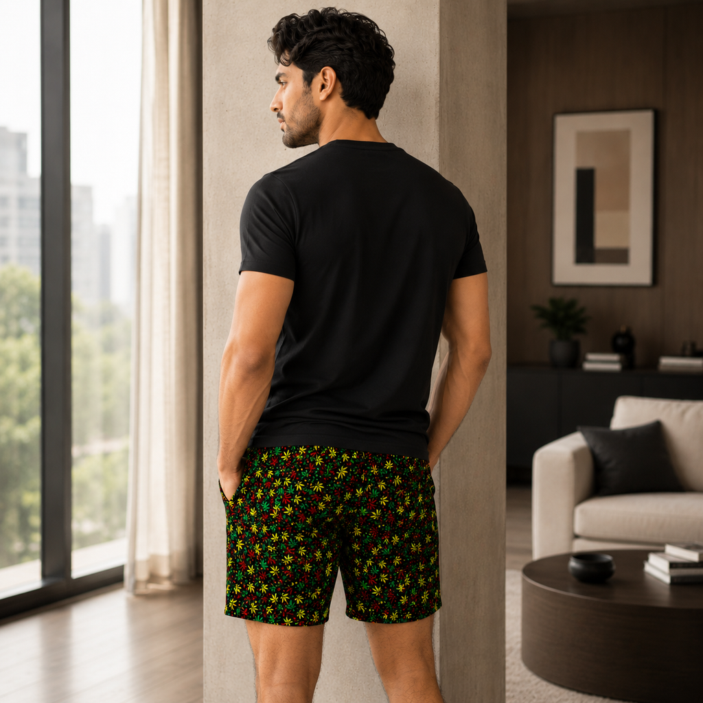 Black Flower Printed Cotton Boxer For Men