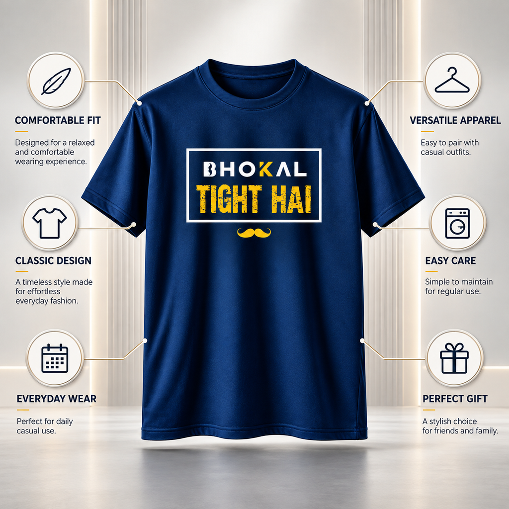 Bhokal Tight Hai Printed Round Neck Cotton Men T-Shirt