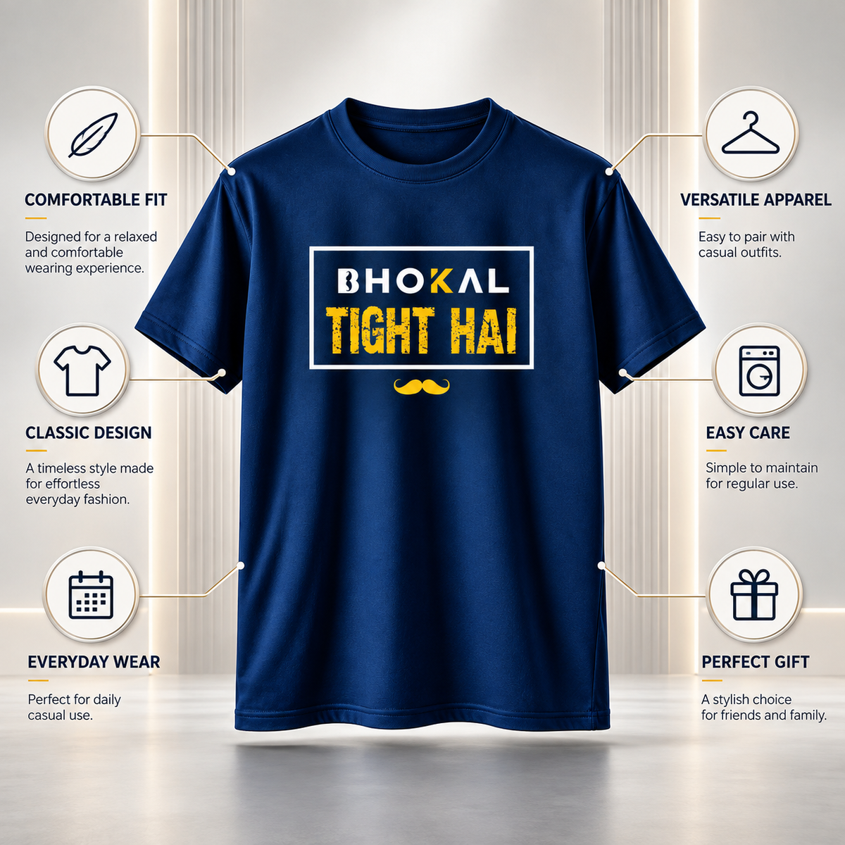 Bhokal Tight Hai Printed Round Neck Cotton Men T-Shirt