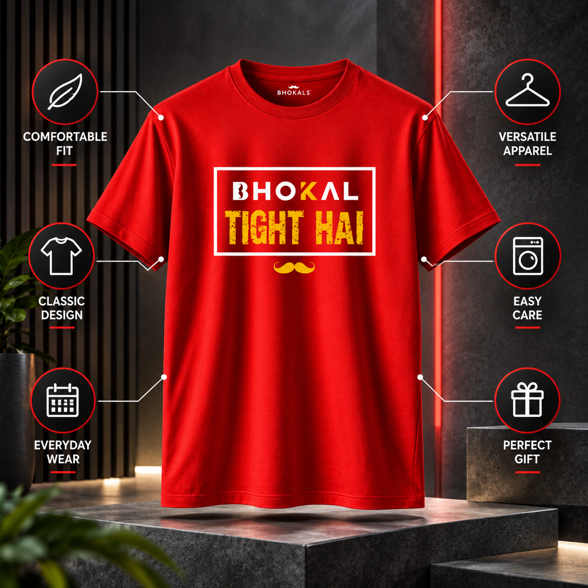 Bhokal Tight Hai Printed Round Neck Cotton Men T-Shirt