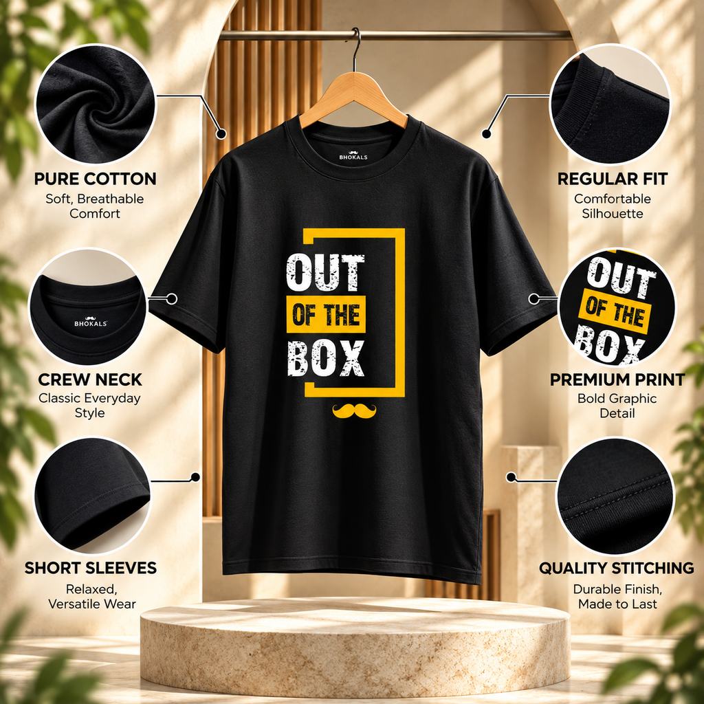 Out of The box Printed Round Neck  Cotton Men T-Shirt