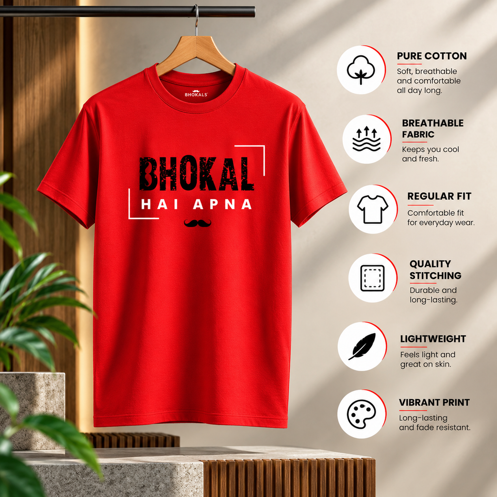 Bhokal Hai Apna Printed Round Neck Cotton Men T-Shirt