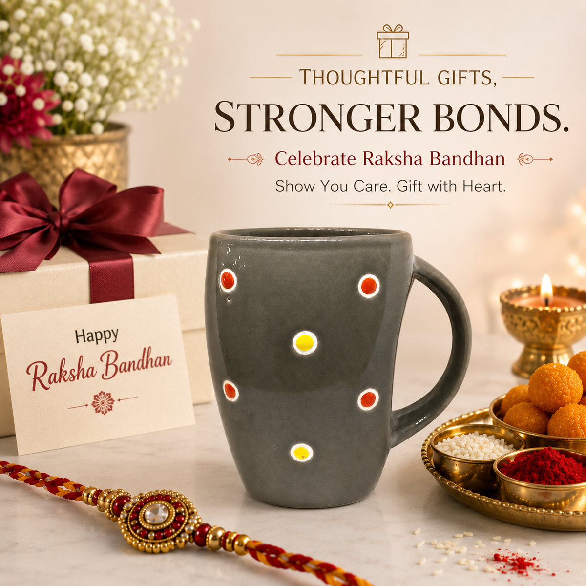 Bhokals Ceramic Grey Dotted Coffee Mug