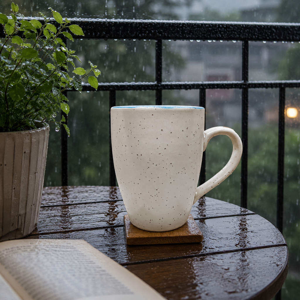 Bhokals Dots Print Sky Blue White Coffee Mug