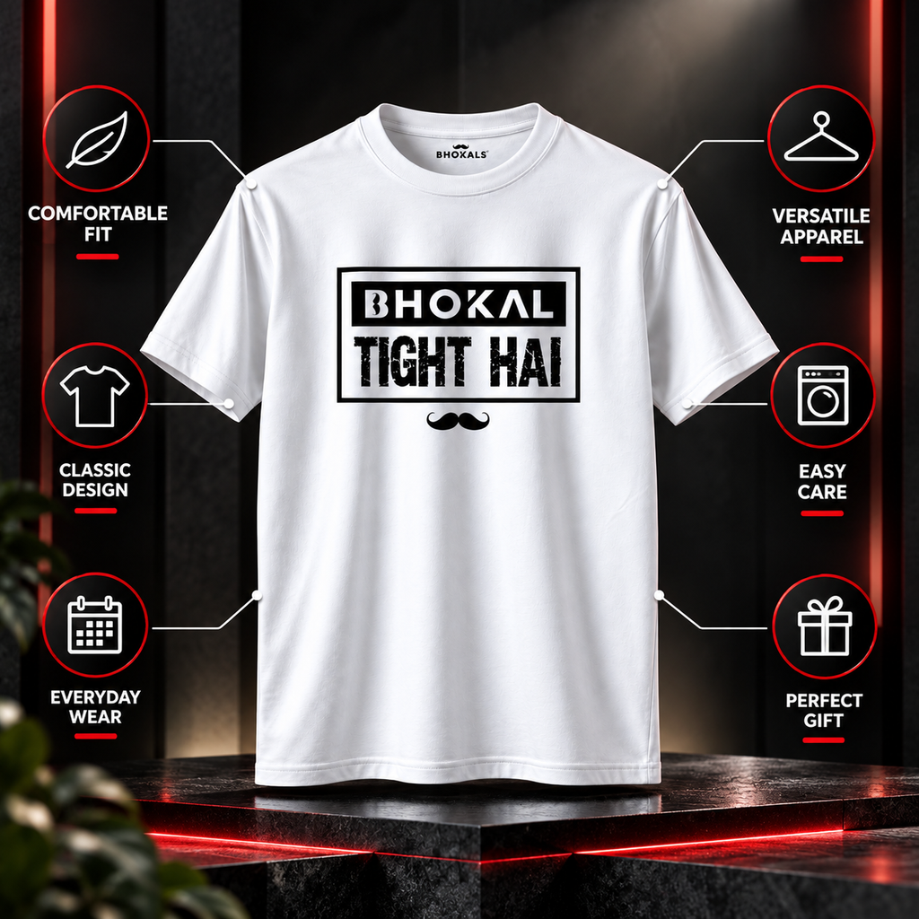 Bhokal Tight Hai Printed Round Neck Cotton Men T-Shirt