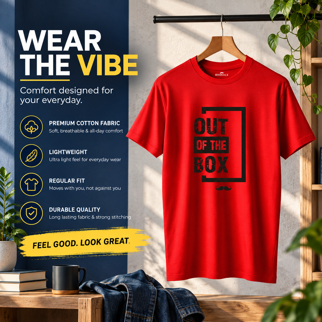 Out of The box Printed Round Neck  Cotton Men T-Shirt