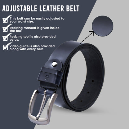 Bhokals Men Black Formal Leather Belt