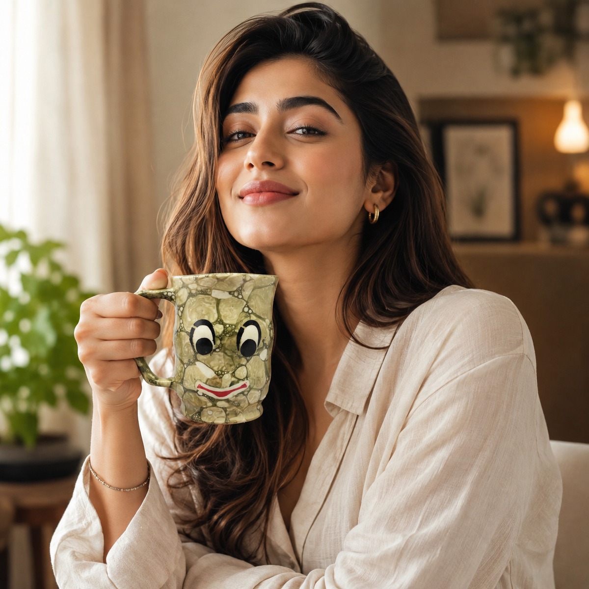 Bhokals Face Print Green Coffee Mug
