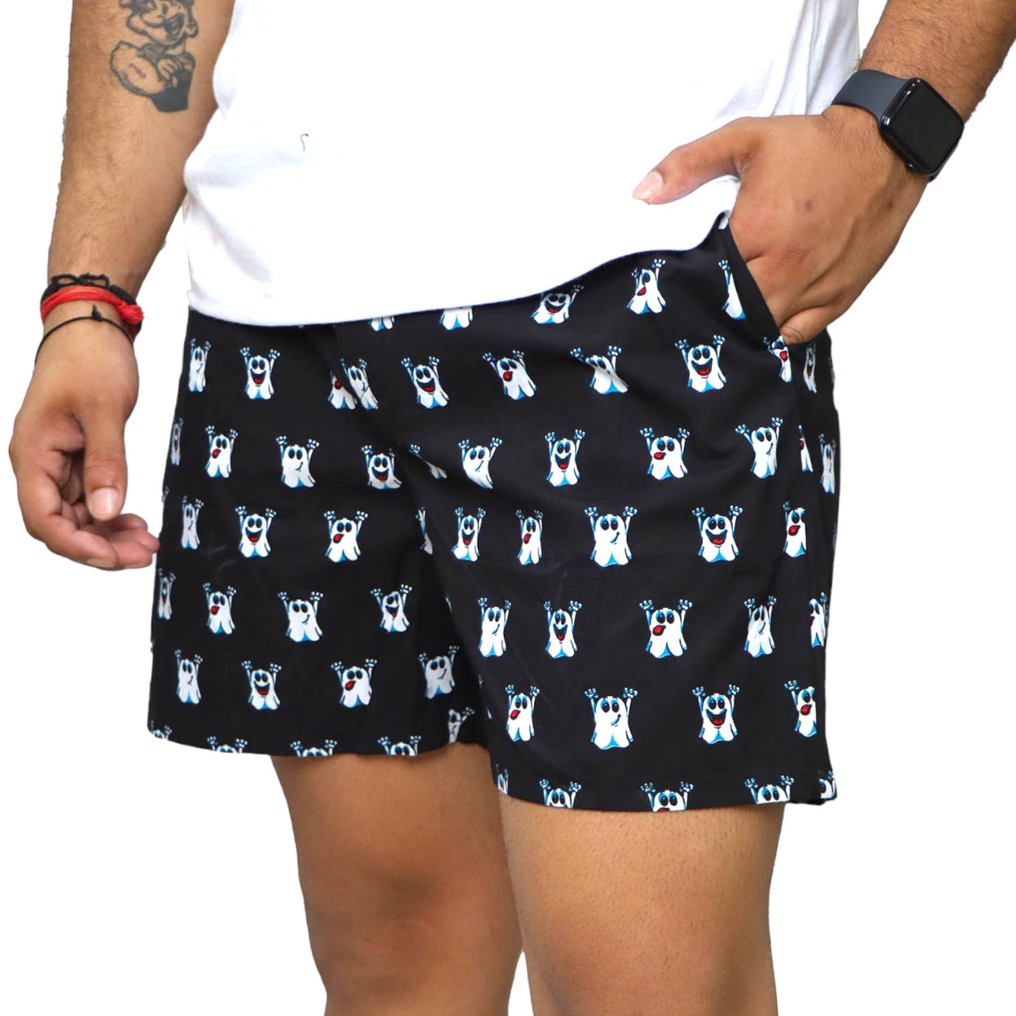 Black Ghost Cartoon Printed Cotton Boxer For Men