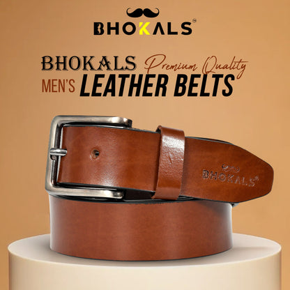 Bhokals Men Tan Glossy Leather Belt