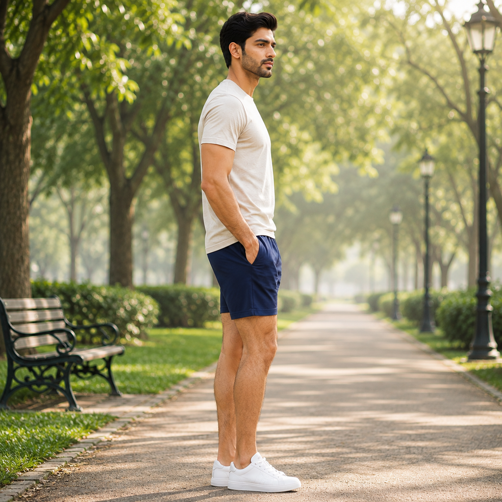SOLID BLUE PLAIN COTTON MEN BOXER