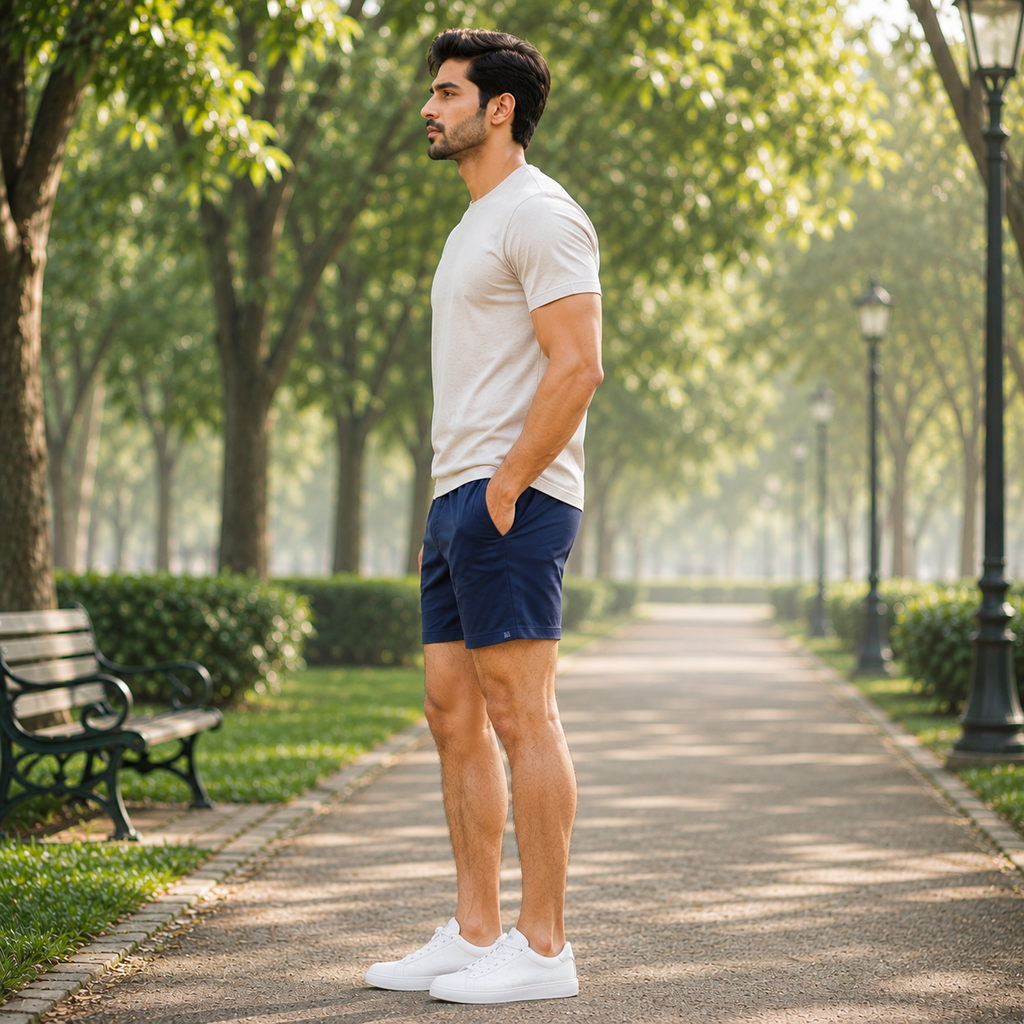 SOLID BLUE PLAIN COTTON MEN BOXER