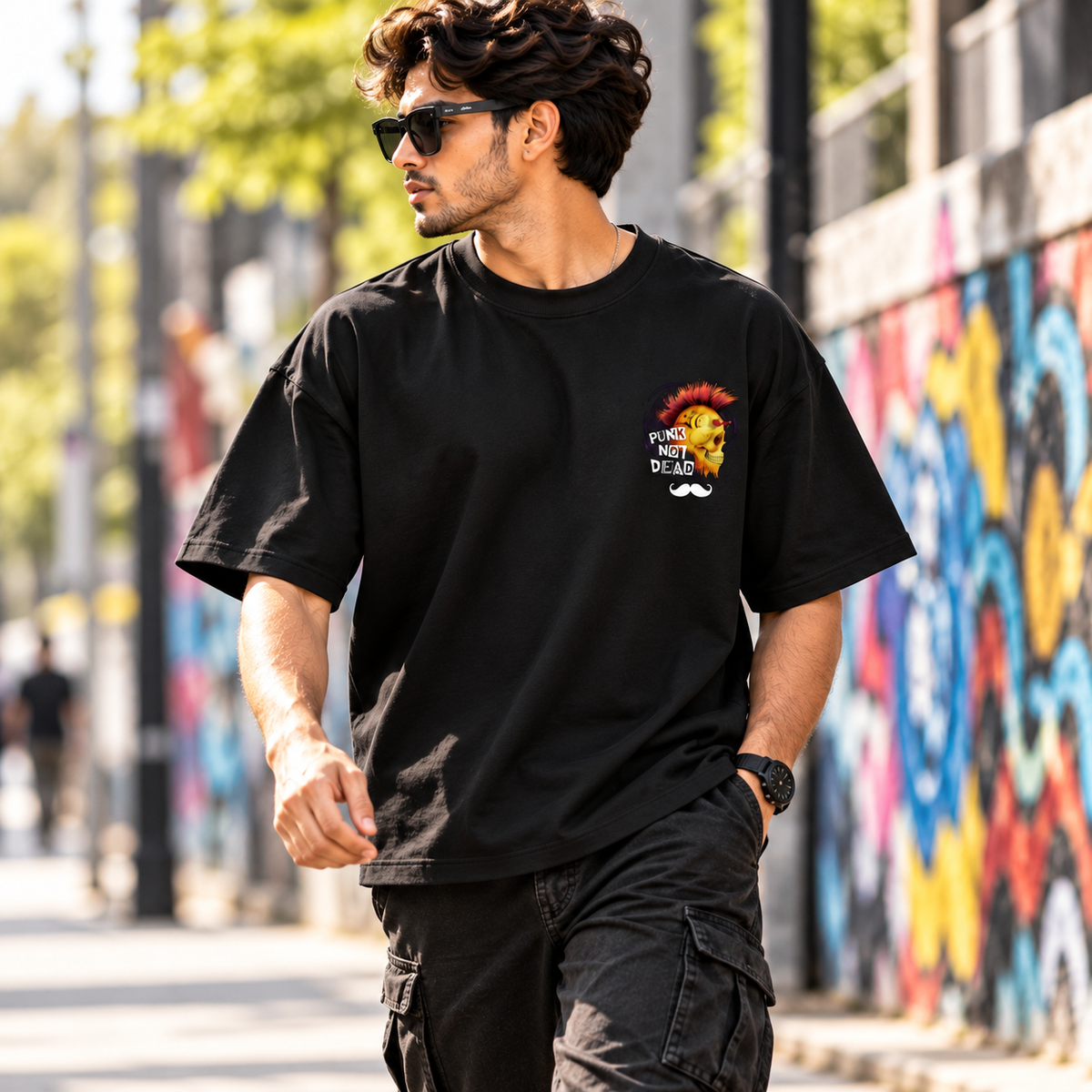 Bhokals Premium Oversized Front & Back Printed T-Shirt for Men - Punk