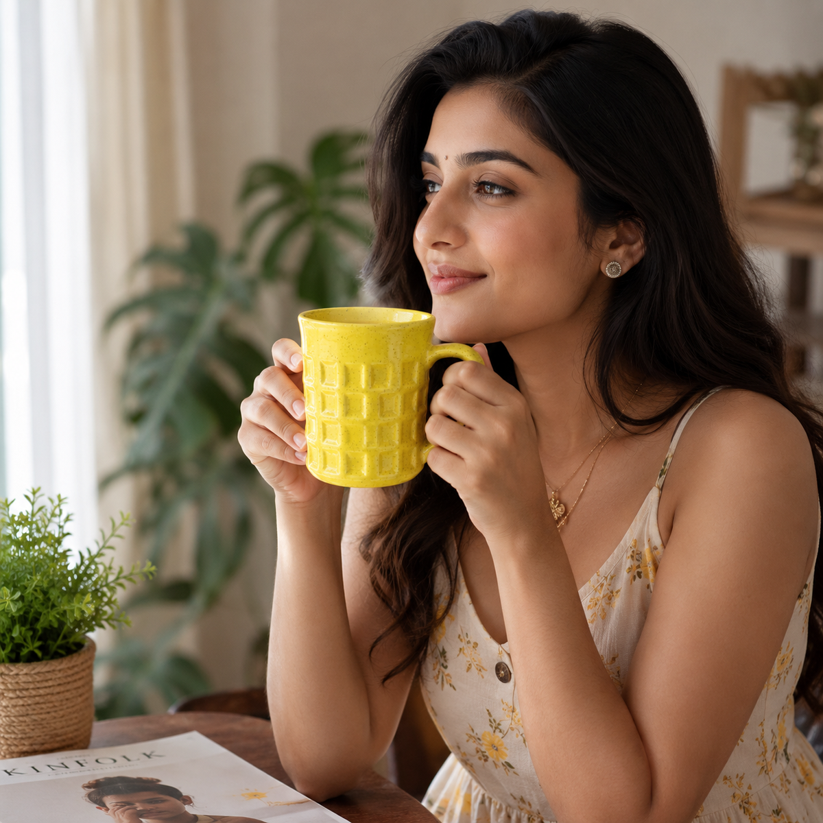 Bhokals Texture Pattern Yellow Coffee Mug