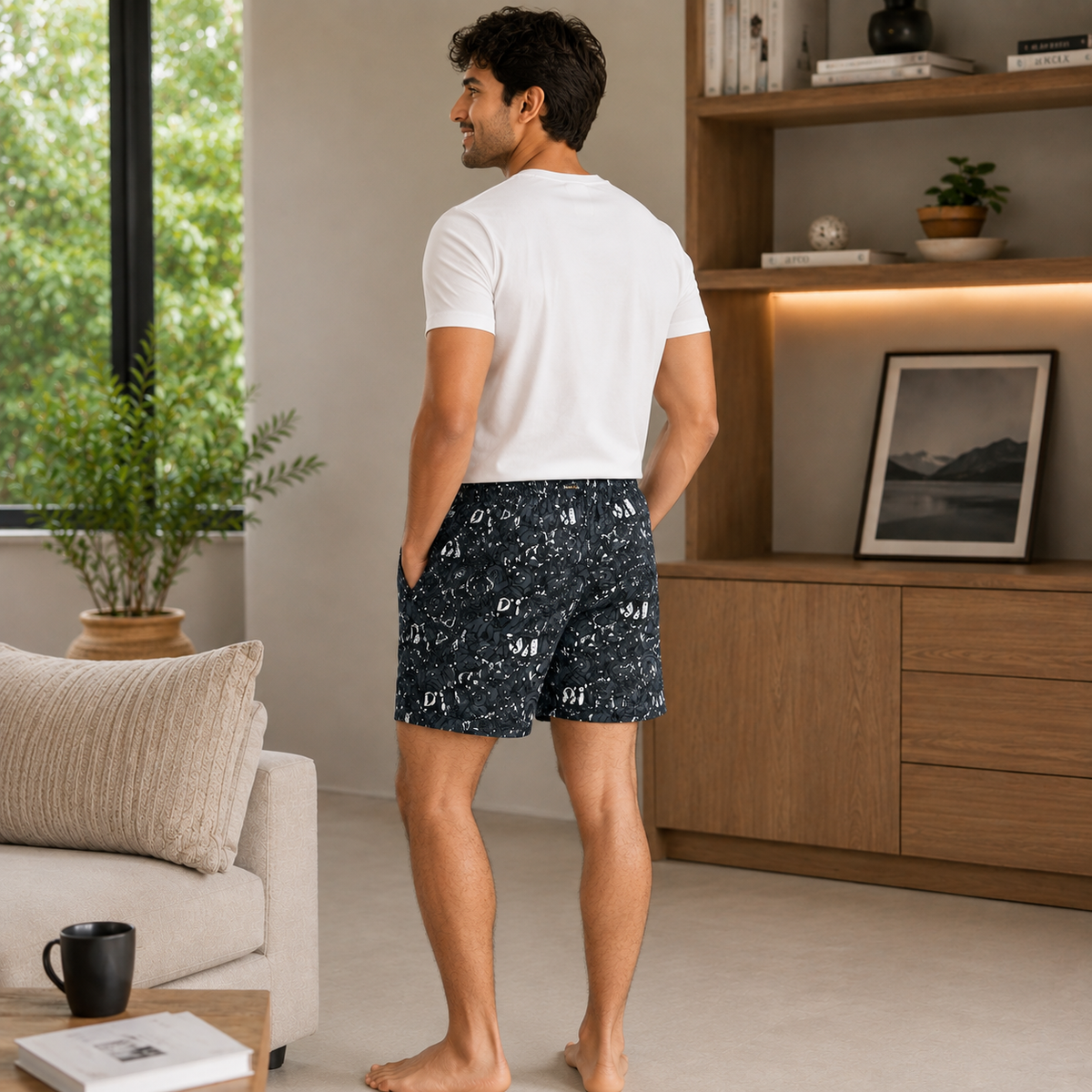 Grey Ghost Printed Cotton Boxer For Men