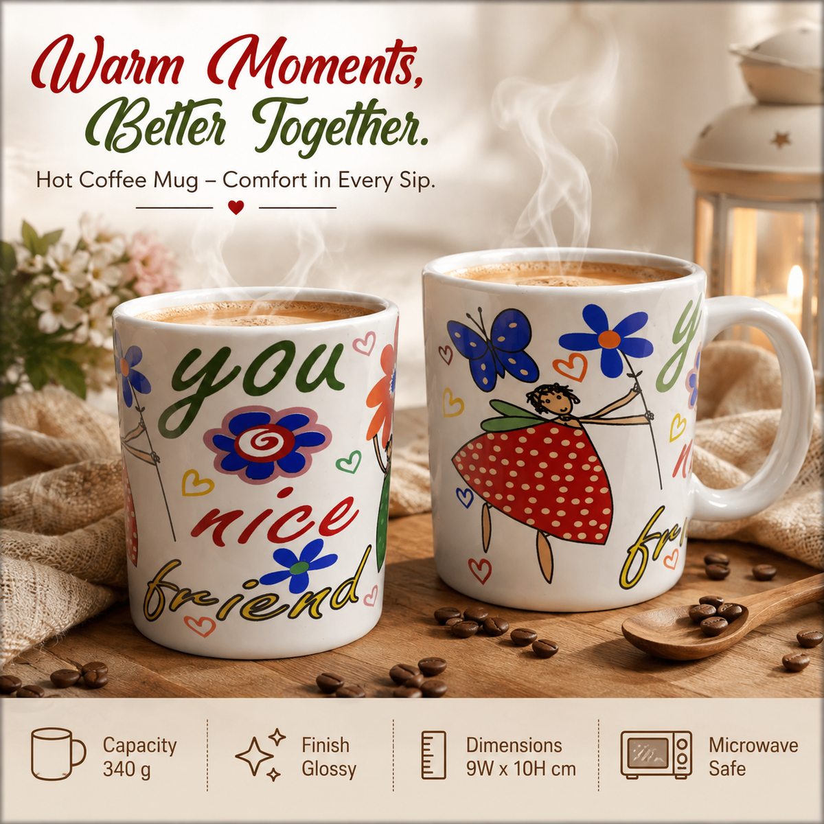 Bhokals  Friend Cartoon Printed White Coffee Mug