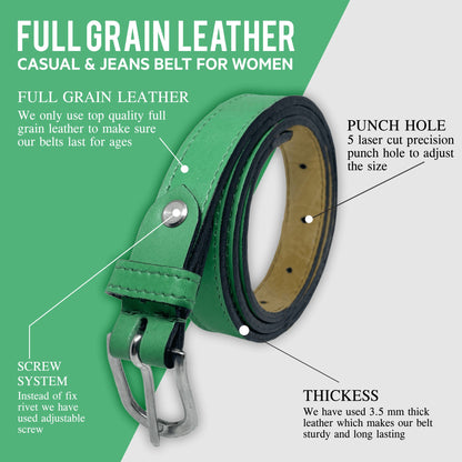 Bhokals Women Light Green Leather Belt
